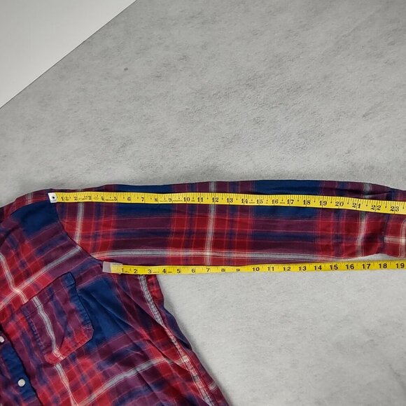 Mossimo Supply Co Blue Red Plaid Cotton Blend Flannel Button Down Shirt Size XXL - Picture 10 of 13